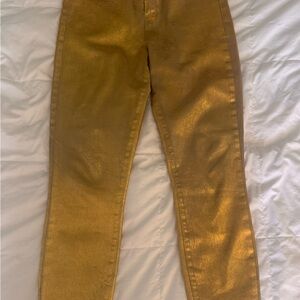 L'AGENCE Margot Skinny High Rise Gold Foil Jeans (Size 30) USA Made
